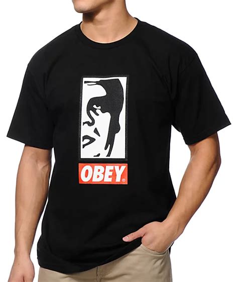 Obey Half Face Black T Shirt Zumiez