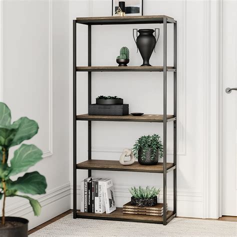 Amazon Nathan James Oscar Modern 5 Shelf Bookcase Industrial