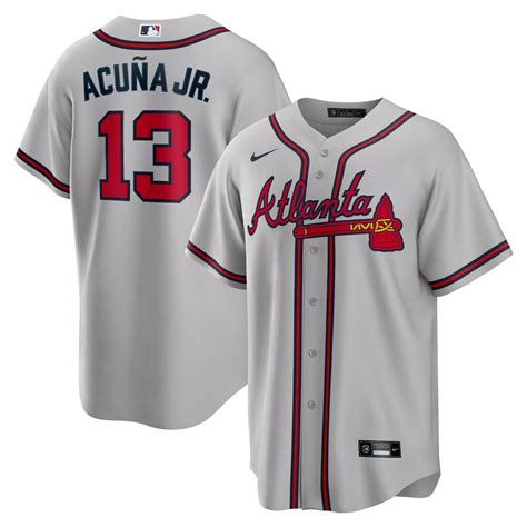 MenS Atlanta Braves Ronald Acuna Jr Nike Gray Road Replica Player