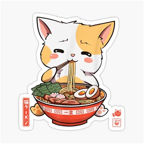 Kawaii Neko Ramen Cute Ramen Cat Japanese Noodle F Sticker By