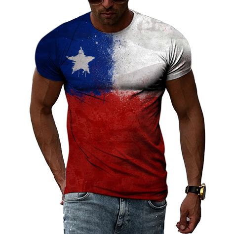 Camiseta De Manga Corta Con Estampado Tridimensional De Bandera De