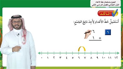 الجمع باستعمال خط الأعداد الأول الابتدائي الفصل الدراسي الثاني