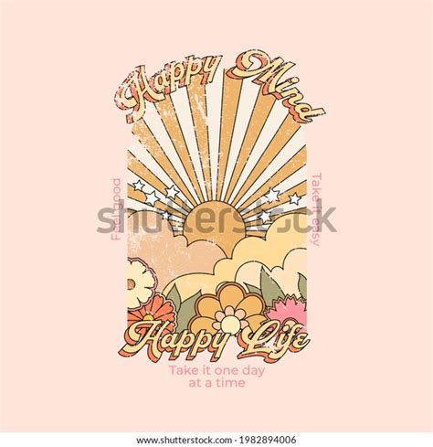 Happy Mind Happy Life Slogan Colorful Stock Vector (Royalty Free ...