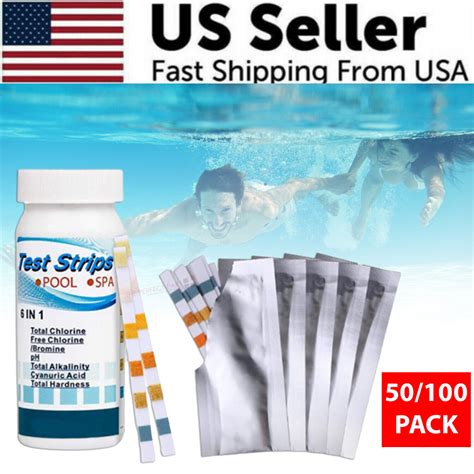 6 IN 1 Chlorine Dip Test Strips Hot Tub SPA Swimming Pool PH Tester