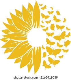 Sunflower Butterfly Silhouette Butterflies Illustration Flower Stock ...