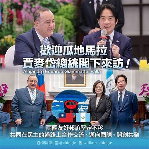 陪蔡總統會晤瓜國總統 賴清德：讓世界擁抱台灣 自由電子報 Line Today