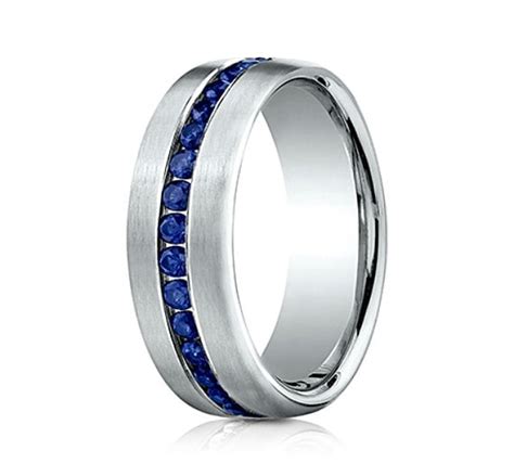 Blue Sapphire Wedding Band for Men Men's Blue Sapphire - Etsy