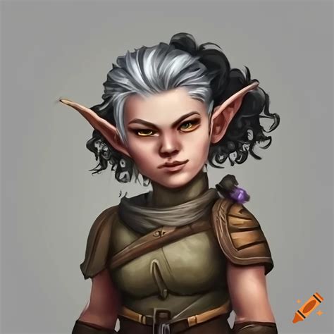 Warrior Female Halfling Rogue With Long Curly Black Hair And A Scar On