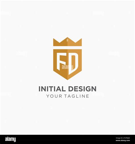 Monogram FD Logo With Geometric Shield And Crown Luxury Elegant