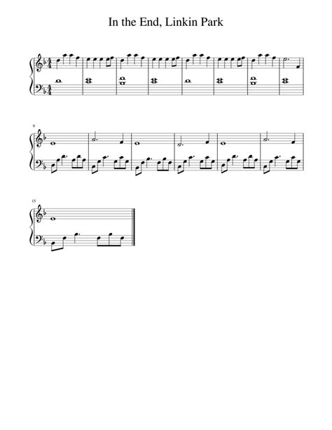 In The End Linkin Park Sheet Music For Piano Solo Easy