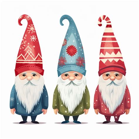 Premium Photo Three Gnomes With Hats And Long Beards Standing Next To