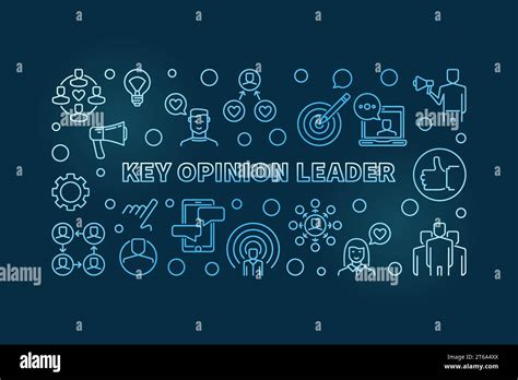 Key Opinion Leader Blue Linear Horizontal Banner Vector Kol Concept