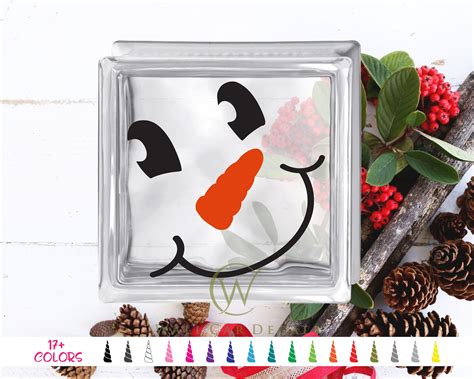 Smiling Snowman Face 6 Or 8 Glass Block Decals Diy Etsy Snowman