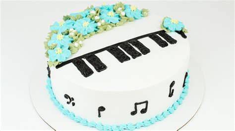 Floral Piano Cake Tutorial With Whipped Cream Youtube