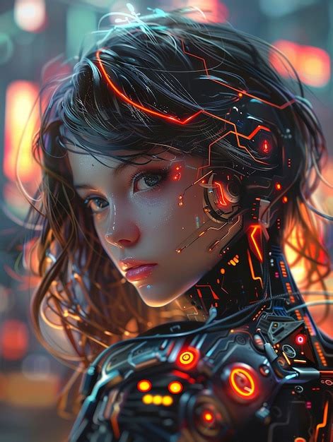 Free Photo Portrait Of Futuristic Female Humanoid With Advanced