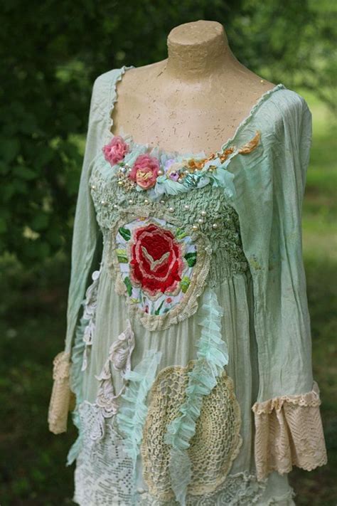 Cottage Rose Bohemian Shabby Chic Tunic Embroidered And Beaded