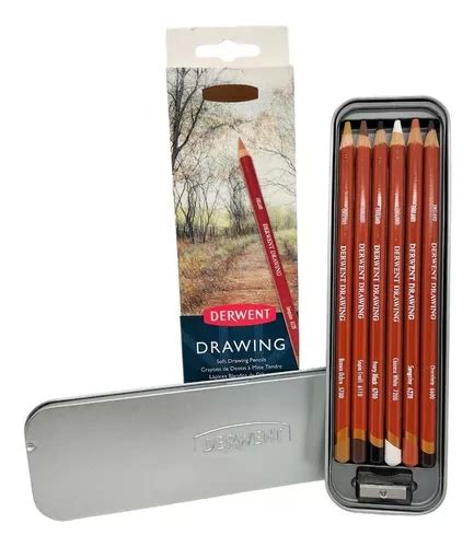 Estuche Metal Lapices Drawing Derwent 6 Colores Meses sin interés