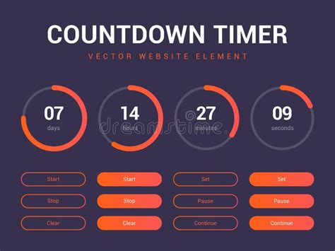 Countdown Timer Vector Modern Clock Counter Stock Illustration