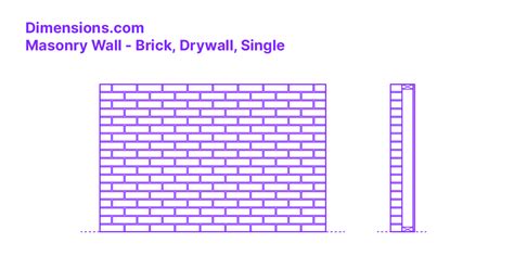 Masonry Wall - Brick, Drywall, Single Dimensions & Drawings | Dimensions.com