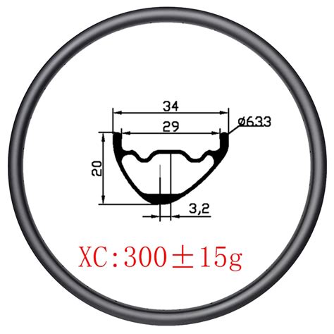 29er Mountain Bike 34mm Wide Asymmetrical Hookless Disc Carbon Rim 20mm