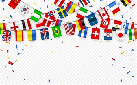 Premium Vector Colorful Flags Garland Of Different Countries Of The