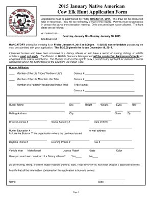 Fillable Online Cow Elk Application Form Southern Ute Indian