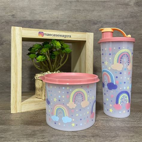 Tupperware Kit Arco Ris Redondinha Copo Bico M E Casei E