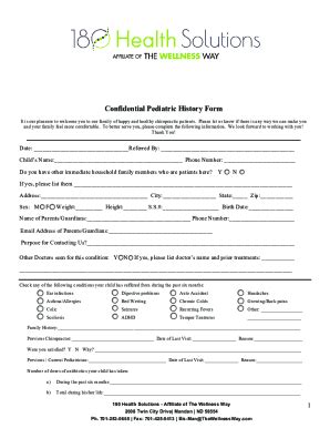 Fillable Online PDF Confidential Pediatric History Form PatientPop