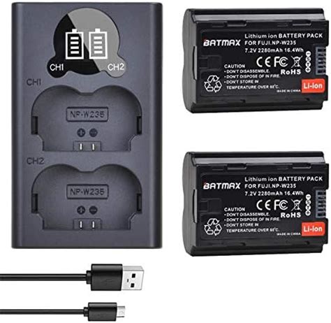 Batmax Pcs Np W Replacement Battery And Dual Charger With Type C