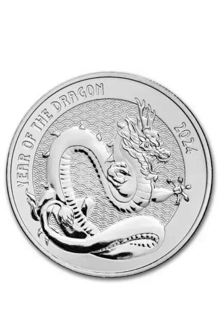 1 OZ SILVER Lunar DRAGON ROUND 2024 Year Of The Dragon BU In