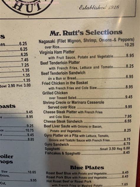 Online Menu of Rutt's Hut Restaurant, Clifton, New Jersey, 07014 - Zmenu