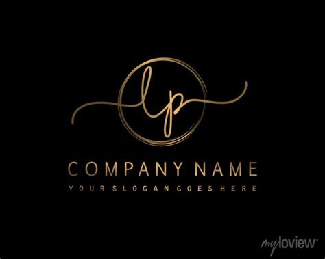 Lp Initial Handwriting Logo With Circle Hand Drawn Template Vector