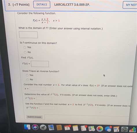 Solved 2 17 Points DETAILS LARCALCET7 3 6 009 EP MY NOT Chegg