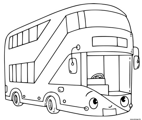 Coloriage Bus Transport Deux Etages