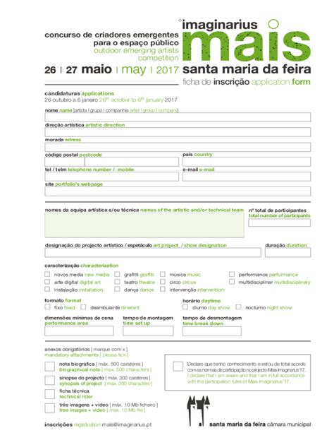 Preench Vel Dispon Vel Ficha De Inscrio Application Form Imaginarius