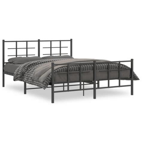 Vidaxl Metal Bed Frame With Headboard And Footboard Black X