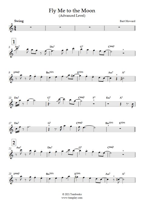 Fly Me To The Moon Transposed For Alto Flute Frank Sinatra Flute Sheet Music