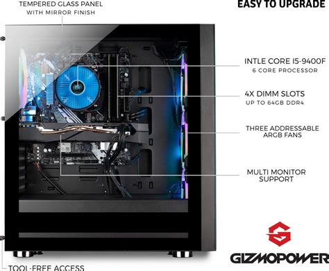 Gizmopower High Performance Gaming Pc Computer Desktop Intel Core I5 9400f Cpu Gtx 1650