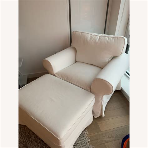 Ikea White Gronlid Armchair And Ottoman Aptdeco