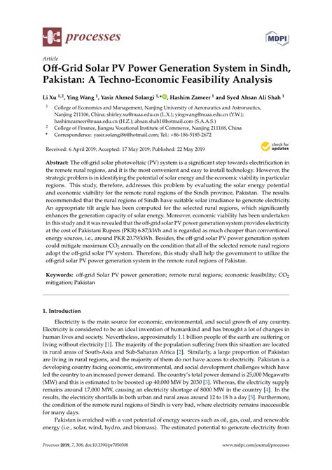 Pdf Off Grid Solar Pv Power Generation System In Sindh Pakistan A