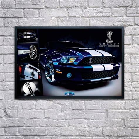 Quadro Decorativo Ford Mustang Shelby Gt500 Sem Vidro 90x60cm