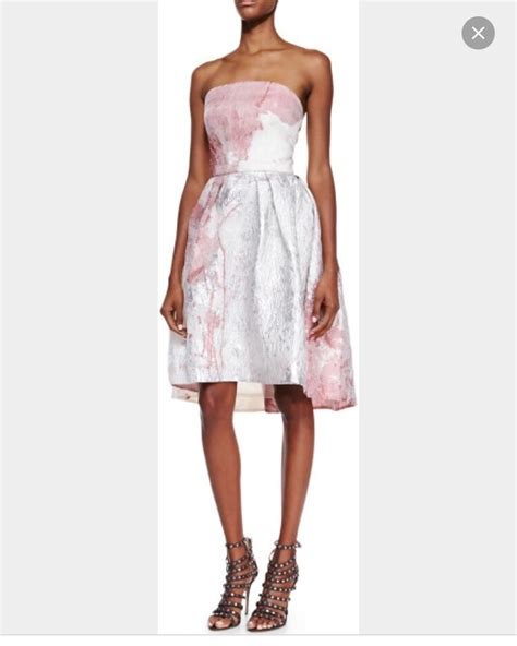 Monique Lhuillier Strapless Floral Cocktail Dress Ivorypink Size 6 Nwt Ebay