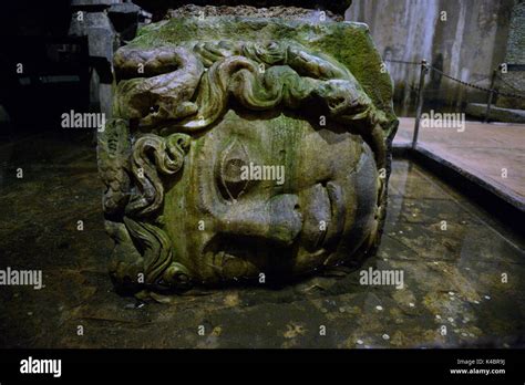 Reverted Medusan Head As A Column Base In The Yerebatan Cistern