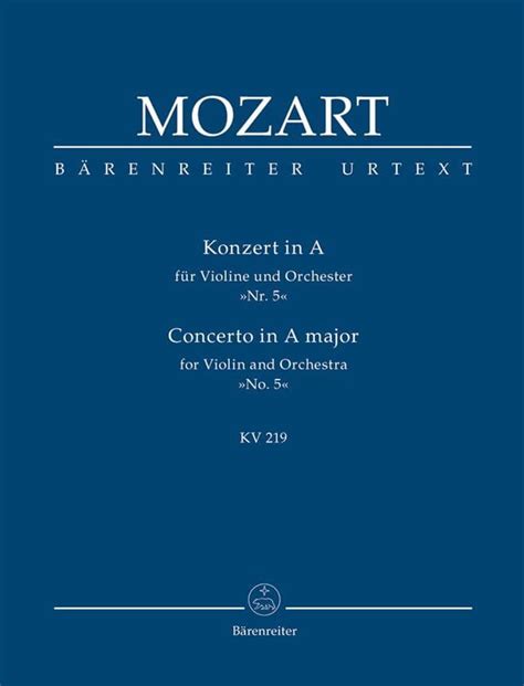 Konzert A Dur F R Violine Und Orchester Kv Mozart Partition