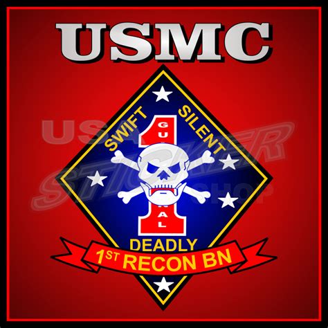 U.S. Marine Corps 1st Recon. Patch Sticker - Item #M-098 - USA Military ...