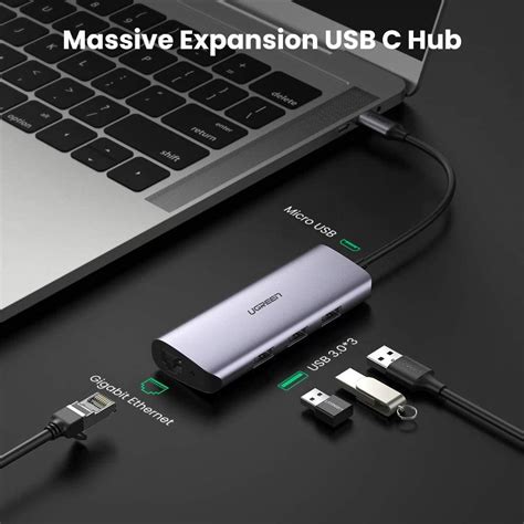 Adaptador Multiportas Ugreen Tipo C Para Usb 3 0 Rj45 Micro Usb