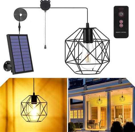 Meihong Solar Pendant Lights Outdoor Hanging Solar Lights Waterproof Metal Solar Indoor Lights