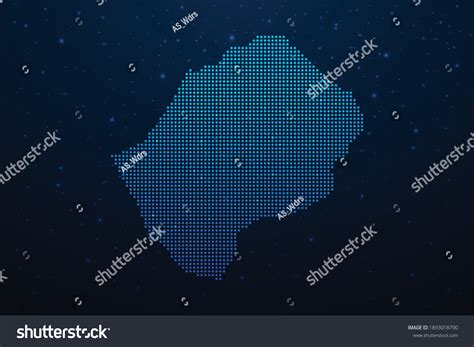 Lesotho Dotted Map Futuristic Style Glowing Stock Vector Royalty Free