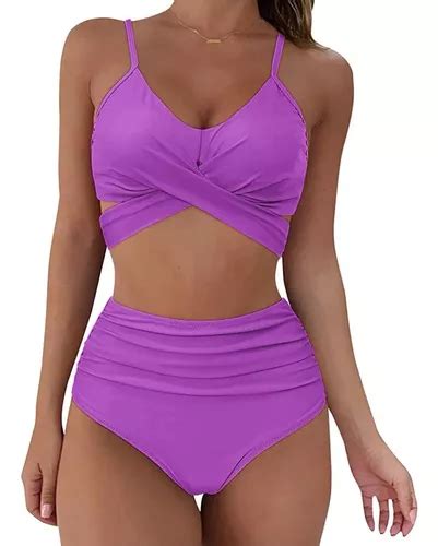 Bikini Tiro Alto Liso Push Up Cruzado Uniteduy Cuotas Sin Inter S