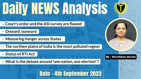 Daily Newspaper Analysis Th September Khushboo Ma Am